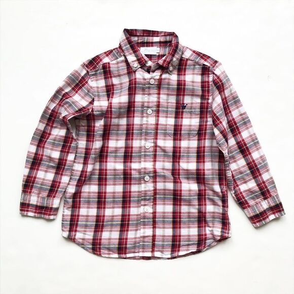 epk blue/red plaid button down shirt EUC 6Y - Picture 1 of 5